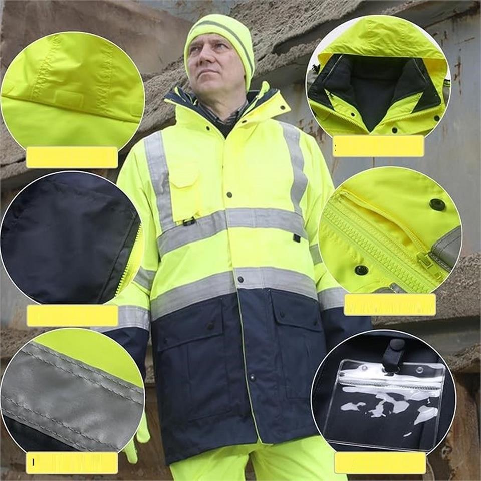 Reflektörlü Oxford Çift Renk 300D Oxford 5+1 Parka Sarı